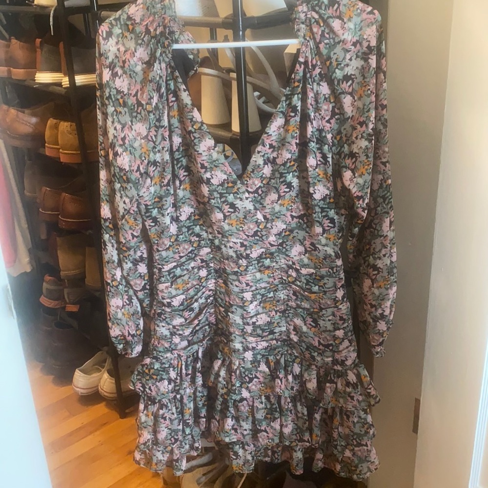 Long sleeved floral mini dress